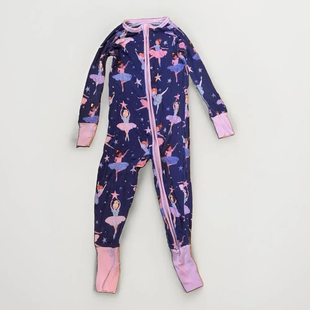 Little Sleepies Ballet Dancers Stars Bamboo Zippy Pajamas 18-24 Months Pink Blue
